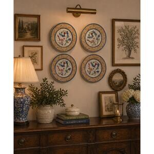 4 Vtg Toyo Floral & Bird of Paradise Porcelain Decorative Plate Hand Painted
